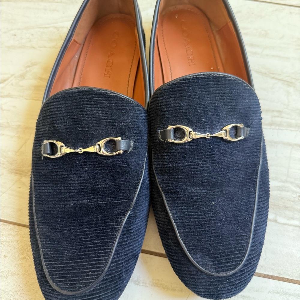 Coach Men's Dark Blue Corduroy Loafers